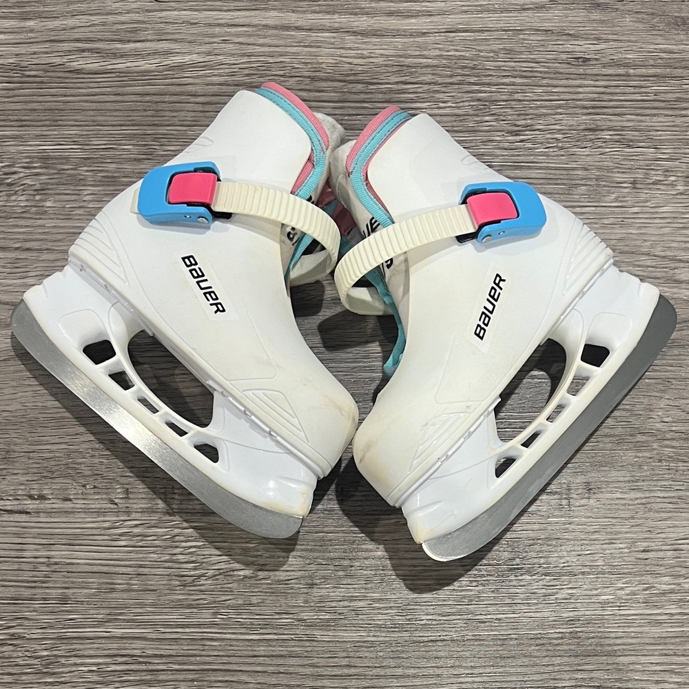 Bauer Kids Skates - White with Blue and Pink Accents
